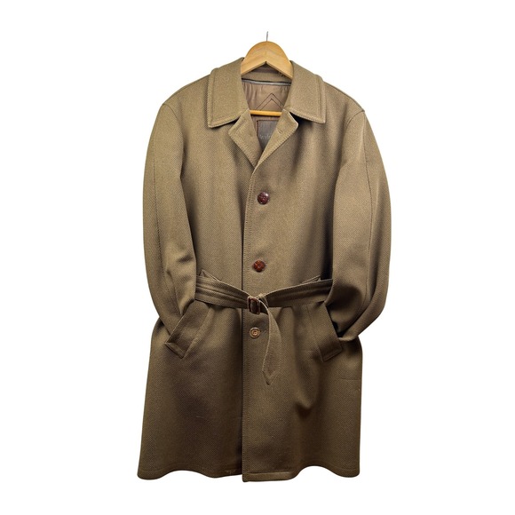 Valmeline Belted Wool Coat Men (EU)44 (US)36-38 Brwn Removable Liner Vtg Germany - Picture 8 of 16